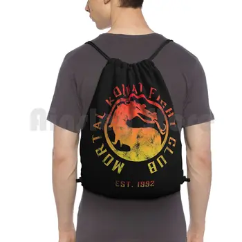 Mortal Kombat Dövüş Kulübü / Mortal Kombat 11 / Sıkıntılı Renk Logo Sırt Çantası İpli Çanta Sürme Tırmanma spor çanta Mortal