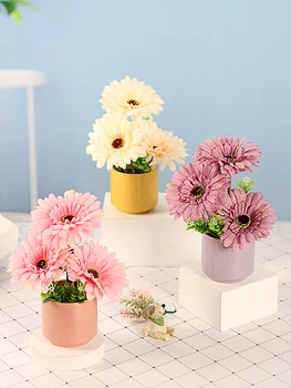 Yeni Yıl Ev İç Dekor Yapay Krizantem Küçük Sahte Çiçekler Yaprakları Bitkiler Vazo Balkon Odası Nordic Dekor Çiçek