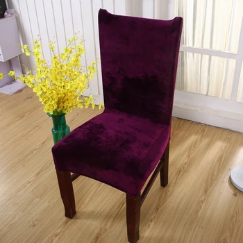 Elastik Kadife sandalye Kapakları için Geri ile Yemek Odası mutfak sandalyesi Koltuk Koruyucuları Slipcovers Yumuşak Çıkarılabilir Düz Renk Kalın