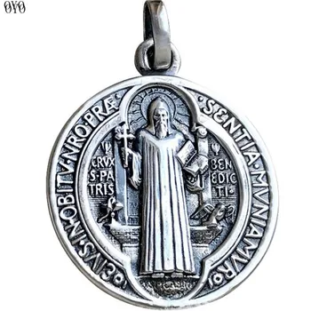 S925 gümüş exorcism Aziz Benedict erkekler ve kadınlar kolye muska