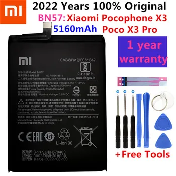 2022 Yüksek Kalite 100 % Orijinal Yeni Xiao mi BN57 5160mAh Telefon Pil İçin Xiaomi Pocophone X3 Poco X3 Pro Yedek Piller