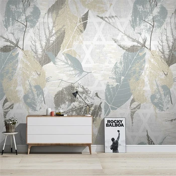beibehang Özel İskandinav retro bitki yaprakları duvar kağıdı modern minimalist geometrik duvar kağıtları oturma odası TV arka plan duvar