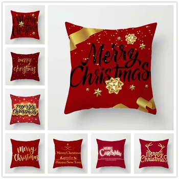 Houspace Polyester Şeftali Cilt Merry Christmas Ev Yastık Dekor Kanepe Araba Dekoratif minder örtüsü Hediye Sandalye Koltuk