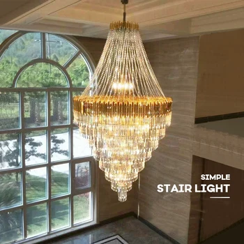 Modern kristal avize led ışık Amerikan K9 kristal Cahndeliers ışıkları fikstür Büyük merdiven asılı lambalar ev iç mekan aydınlatması