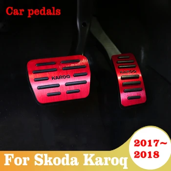 Skoda Karoq 2017 için 2018 Araba Gaz Pedalı Fren Pedalları Kaymaz Kapak Kılıf Pedleri Trim Aksesuarları