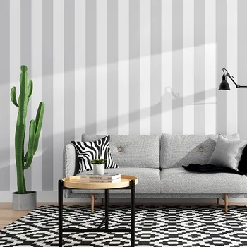 Iskandinav tarzı modern basit gri siyah ve beyaz şerit duvar kağıdı dikey çubuk oturma odası yatak odası giyim mağazası arka plan