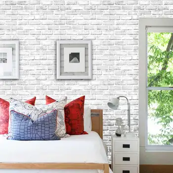 45cm x 10m Tuğla Duvar Kağıtları Yatak Odası PVC Kendinden Yapışkanlı Duvar Çıkartmaları Mutfak Dekorasyon Su Geçirmez Duvar Kağıdı Dekorları