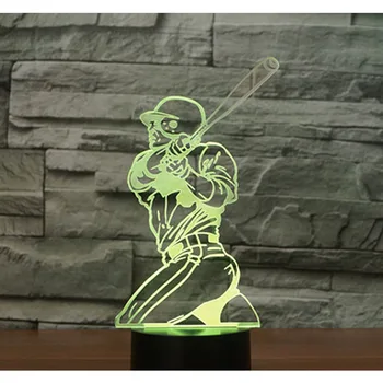 3D Gece Işık 7 Renklerle Beyzbol Oynamak Ev Dekorasyon için Işık Lamba İnanılmaz Görselleştirme Optik Yanılsama Harika LED 