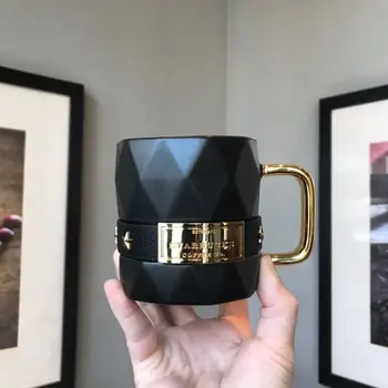 Klasik Seramik Kupa Yaratıcı Siyah Altın Dekorasyon Içme Bardağı Moda Ev Kolu Kahve Süt Kupa Bardak