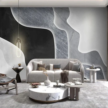 Özel 3D Fotoğraf Duvar Resimleri Modern Soyut Sanat Geometrik Desen Siyah Beyaz Duvar Kağıdı Yatak Odası Oturma Odası Arka Plan Duvar Kaplaması