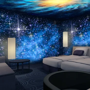 Özel boyut 3D yıldızlı gökyüzü tavan evren gezegen yatak odası duvar kağıdı duvar oturma odası yatak odası otel daire mavi