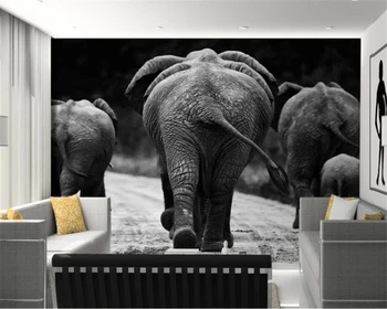 beibehang Özel Duvar Kağıdı 3D Siyah ve beyaz Afrika fil hayvan Modern Soyut Sanat duvar resmi Oturma Odası 3d Duvar Kağıdı