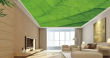 özelleştirmek 3d lüks tavan duvar kağıdı Basit atmosfer yeşil yapraklar duvar kağıtları oturma odası için modern gökyüzü tavan duvar kağıdı