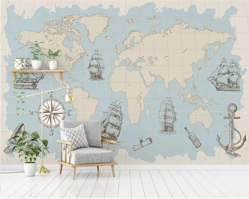 beibehang Özel Herhangi Bir Boyut Duvar Kağıdı 3D Deniz dünya haritası duvar Oturma Odası Ofis Çalışma İç dekorasyon 3d Duvar Kağıdı