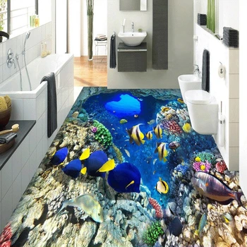 beibehang Akdeniz Shoal Balık Zemin duvar kağıdı duvarlar için 3 d Su Geçirmez Banyo 3D duvar kağıtları Çocuklar İçin Duvar Kaplamaları