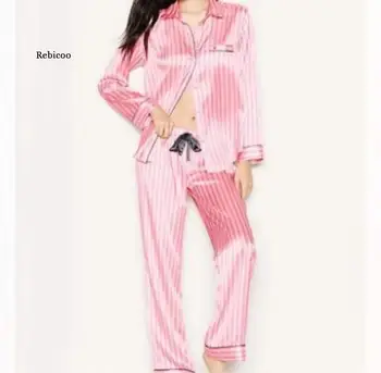 Yeni İpek Pijama Kadınlar İçin Tatlı Çizgili Pijama Kadın Zarif Kısa Kollu kısa pantolon Gecelik Bayanlar Leopar Pijama Setleri