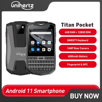 Unihertz Titan akıllı cep telefonu QWERTY Klavye 3.1 inç Android 11 6GB 128GB Cep telefon çift SIM Çift Unlocked NFC Telefon
