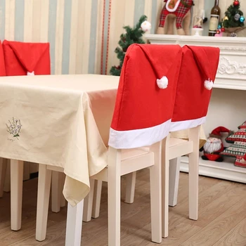 Noel sandalyesi Kapak klozet kapağı s Yemek Masası Kırmızı Noel Baba Şapka Sandalye arka kapak Kanepe Ev Partisi Bardak altlığı Peçete Dekor coprisedie E029