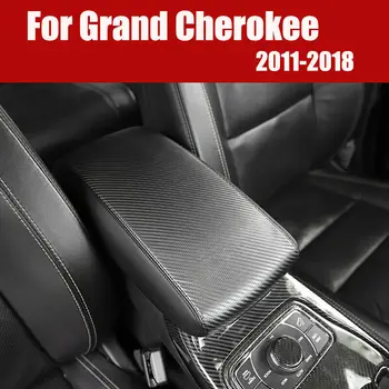 Karbon Fiber Araba kol dayama kapağı Merkezi Konsol Pad Jeep Grand Cherokee 2011-2018 İçin Siyah Deri Aşınmaya dayanıklı Şık Yeni