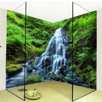 3D Duvar Kağıdı Şelaleler Orman Doğa Manzara Fotoğraf Duvar Sticker Duvar PVC Kendinden Yapışkanlı Su Geçirmez Banyo Papel De Parede