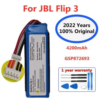 100 % Orijinal 4200mAh Çalar Hoparlör Yedek Pil GSP872693 JBL Flip 3 İçin Flip3 Özel Baskı Bluetooth Ses Bateria