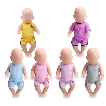 Oyuncak bebek giysileri Mor Pembe Mavi Gri Sarı spor elbise için 43 cm Bebek Bebek ve 18 İnç Kız Bebek f141-f212