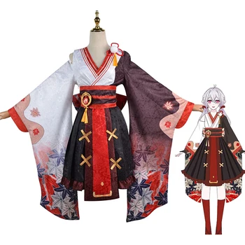 Oyun Genshin Darbe Cosplay Kostümleri Kaedehara Kazuha Cosplay Scarlet Yapraklar Takip Vahşi Dalgalar Kostüm Üniforma Elbise Takım Elbise
