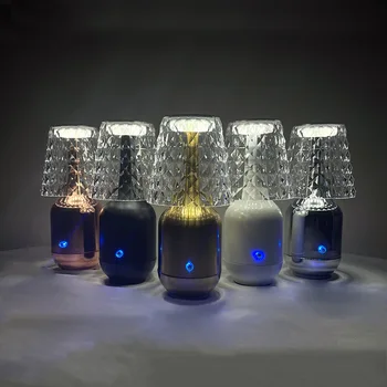 Retro İskandinav Vazo Elmas Masa Lambası şarap şişesi Kristal Yatak Odası LED Gece Lambası USB Şarj Edilebilir Yaratıcı Atmosfer masa lambası