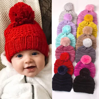 Sonbahar Kış Bebek Örme Şapkalar Yürümeye Başlayan Erkek Kız Sıcak Çocuklar Bere Yenidoğan Çocuk Bebek Kap Çocuk Aksesuarları 0-1Years