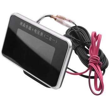 2 in 1 Araba LCD Dijital Ölçer Gerilim Basınçlı Su Sıcaklığı Ölçer Sesli Alarm M10