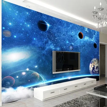 Özel Fotoğraf Duvar Kağıdı 3D Kozmik Yıldızlı Gökyüzü Resimleri Oturma Odası Çocuk Çocuk Yatak Odası Arka Plan duvar bezi Papel De Parede Sala