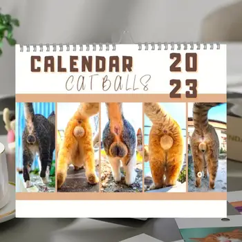 Kedi Eşek Takvimi Aylık Sayfalar 2023 Ev Asılı Aylık Takvim Dekoratif Kaplamalı Kağıt Kediler Buttholes Takvim Ev için