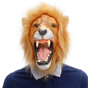 Cadılar Bayramı Cosplay kostüm Bar parti komik hayvan aslan maskesi lateks tam kafa sahne