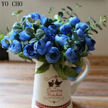 (10 Kafa) gül çayı Tomurcuk Yapay İpek dekoratif Çiçekler noel Partisi Ev Düğün Dekor düğün çiçek toptan Çiçek