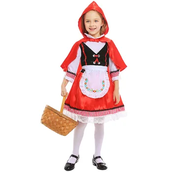 Kızlar İçin Kırmızı Başlıklı kız Cosplay Kostüm Çocuk 3-7 Yıl Cadılar Bayramı Karnaval fantezi parti elbisesi Up Çocuk Disguise Kostüm