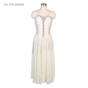 19838 Fildişi Spandex Bale dans kostümü Uzun Tutu Elbise Yetişkin Lirik dans kostümü s Çağdaş Elbise