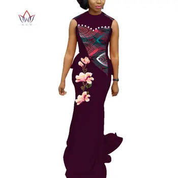 Kadınlar İçin afrika Elbiseler Moda Boho Kolsuz Nijeryalı Geleneksel Giyim Bazin Uzun parti Bayan Elbise Artı Boyutu WY3511