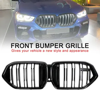 Areyourshop Ön Tampon Izgarası Izgara BMW İçin Fit X6 G06 M50i 2020-2022 W / Kamera Deliği Siyah Araba aksesuarları