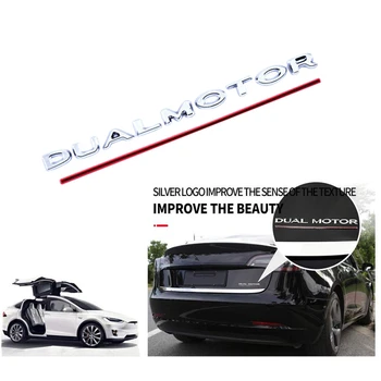 3D Çift Motorlu Çıkartmaları Araba Arka bagaj amblemi Etiket Rozeti Çıkartmaları Tesla Modeli 3 2017-2020, dekoratif Sticker