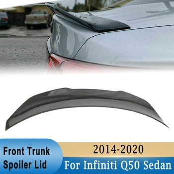 Araba Arka Bagaj Kapağı Spoiler Kanat Infiniti Q50 Sedan 2014-2020 için Karbon Fiber Desen Parlak Siyah Arka Modifikasyonu Spoiler