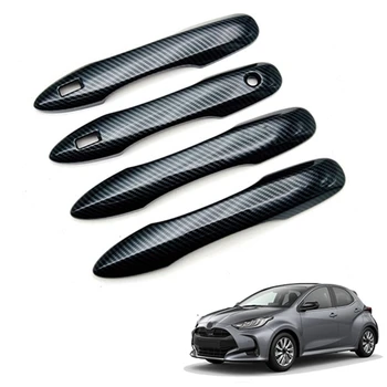 Mazda 2 2022 2023 için Parlak Siyah Karbon Fiber Araba Kapı Kolu Kapak Trim Araba-Styling Dış Parçaları Aksesuarları