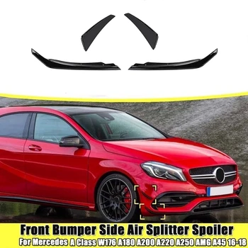 4 ADET Ön Tampon Yan Sis İşık Splitter Spoiler Mercedes Benz için bir Sınıf W176 A180 A200 A220 A250 AMG A45 2016-2018