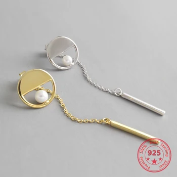 Kore Yeni Stil 925 Ayar Gümüş Küpe Kadınlar için Basit Moda Şık Altın Püskül Geometrik düğme küpe Takı