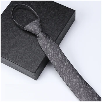 Yeni Yüksek Kalite Moda İpek Düğün Kravatlar Erkekler için Ince 6 cm Fermuar Kravat Tasarımcılar Marka Casual Cravate Hediye Kutusu İle