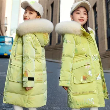 Yeni çocuk palto Kış Kız giyim sıcak Aşağı ceket kız giysileri Parka Büyük Kürk Kapşonlu Çocuk Giyim Ceket snowsuit