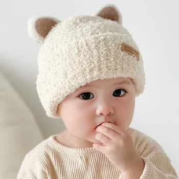 Moda Bebek Şapka Erkek Örgü Bebek Bere Çocuklar için Kap Çocuk Şapkaları Kızlar için Bebek Kaput Yürümeye Başlayan Kap Bebek Aksesuarları 1-4Y