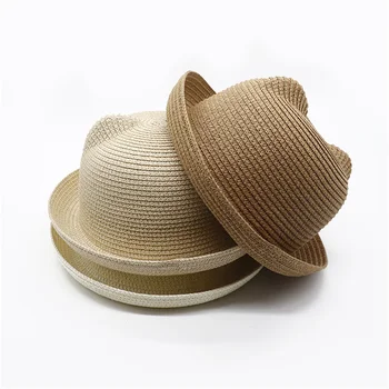 Çocuklar yazlık hasır şapka Sevimli Bebek Şapka Kulakları İle Bebek Kız Erkek Şapka Yaz Açık Kapaklar Çocuk Plaj güneş şapkası