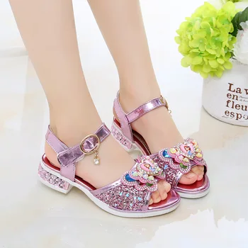 Disney çocuk ayakkabıları kız sandalet moda dondurulmuş taklidi ayakkabı yaz yeni stil Kore yumuşak alt Sophia prenses ayakkabı