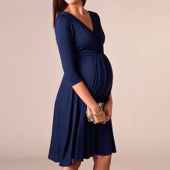 2022 yeni emzirme elbise üst emzirme uzun kollu kadın kış hamile elbisesi büyük boy