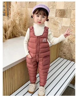 Yeni Çocuk Aşağı Tulum Pantolon Kış Hafif Pantolon Çocuk Tulumları Kız Erkek Sıcak Tek Parça Giysi Bebek Kayak Aşağı Pantolon